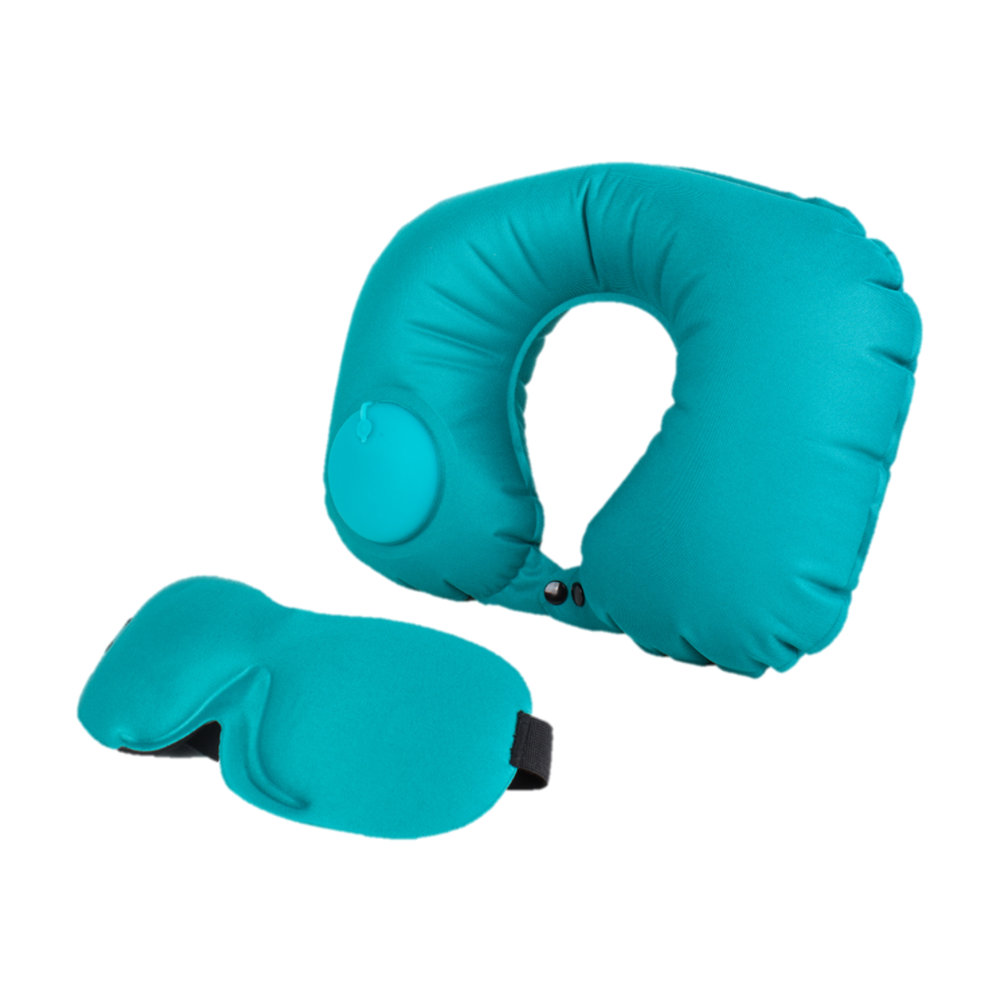 Almohada Inflable con Antifaz - Azul