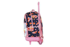 Mochila Runway Rosa Jirafa Y Flores Con Ruedas Escolar