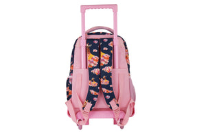 Mochila Runway Rosa Jirafa Y Flores Con Ruedas Escolar