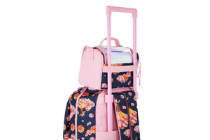 Mochila Runway Rosa Jirafa Y Flores Con Ruedas Escolar