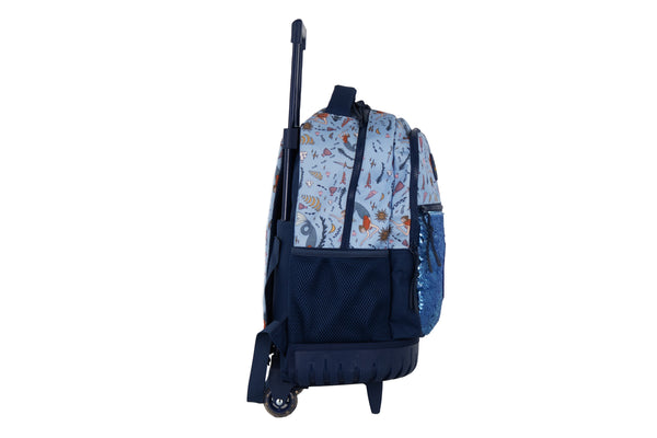 Mochila Escolar Runway Sirena Azul Con Lentejuelas Y Ruedas