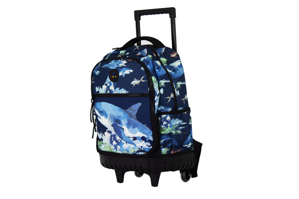 Kit Escolar Mochila de Ruedas, Lonchera y Lapicera - Tiburó