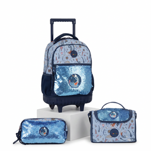 Kit Escolar Mochila de Ruedas, Lonchera y Lapicera - Sirena