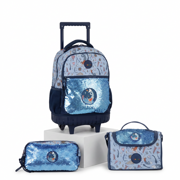 Kit Escolar Mochila de Ruedas, Lonchera y Lapicera - Sirena
