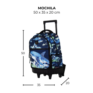 Mochila Escolar Runway Tiburón Con Ruedas