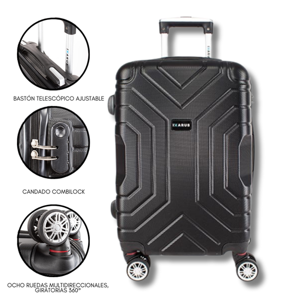 Maleta de viaje de 20kg, 24 pulgadas, color Negro con candado Combilock  - Dash